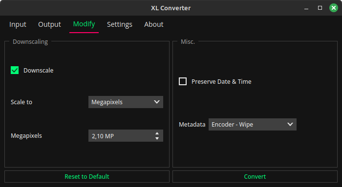 Modify tab